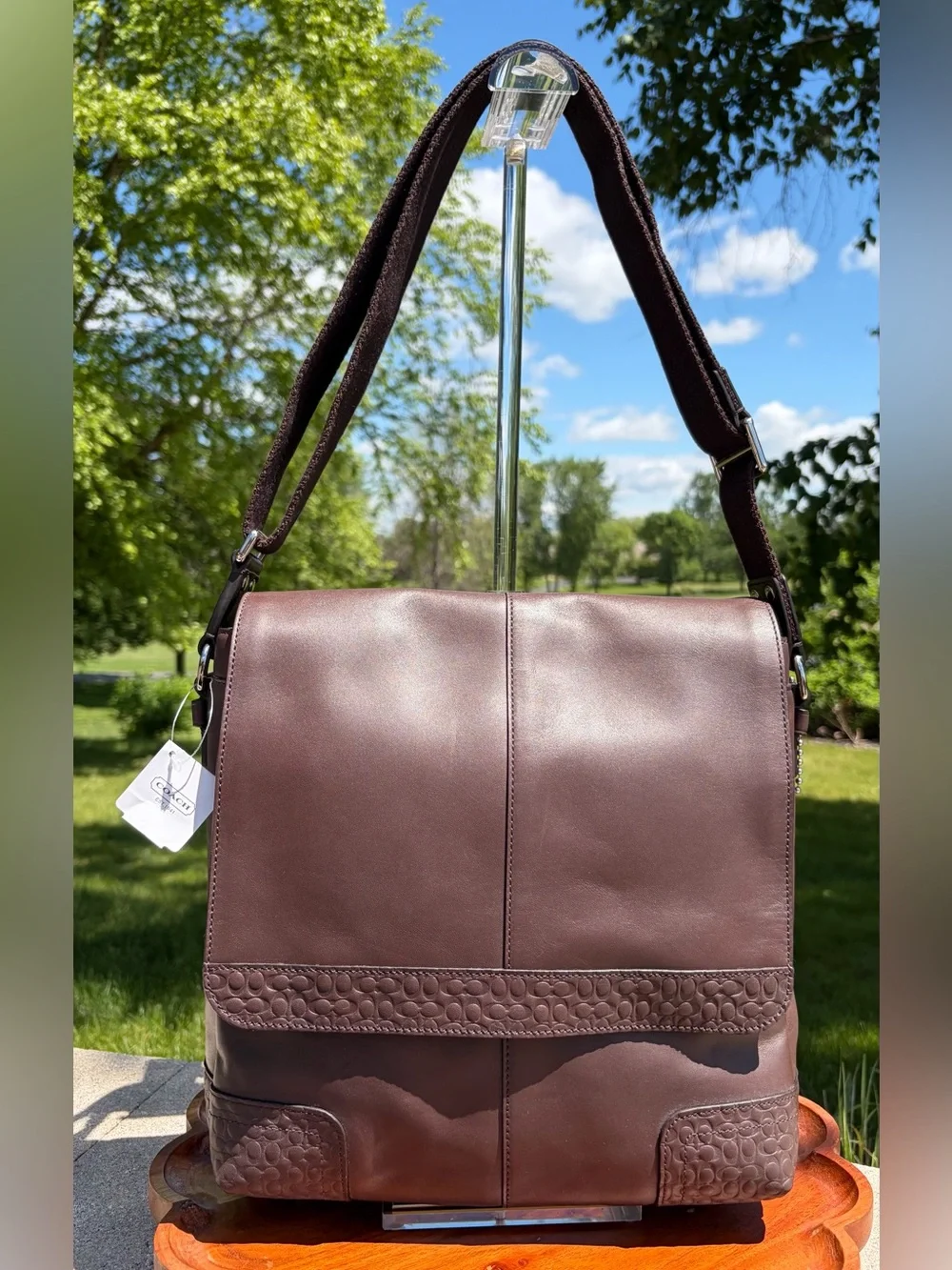 Coach Gramercy Mahogany Brown Leather Map Messenger Bag, Style F74386